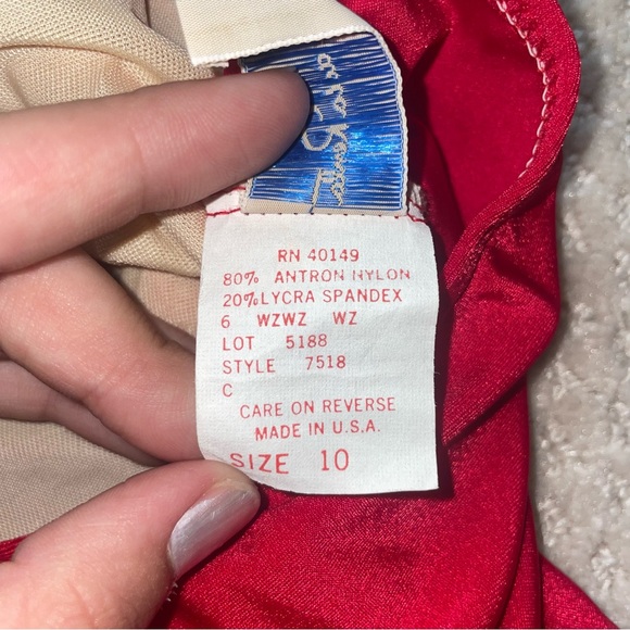 Vintage 80’s Oscar de la Renta One Piece Swimsuit Colorblock Size 10 Retro Red - Picture 5 of 7